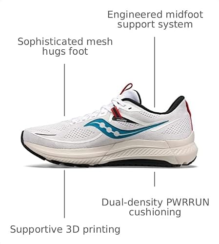 The Shoes Saucony Men's Omni 21 Running Shoe, White/Sand, 9.5