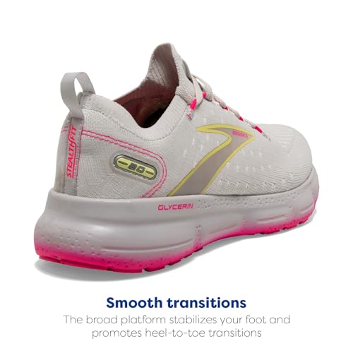 Brooks Women’s Glycerin StealthFit 20 Neutral Running Shoe - Grey/Yellow/Pink - 11 Medium