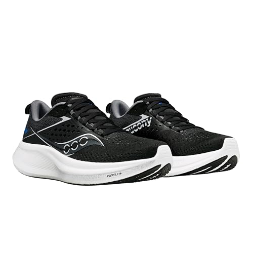 Saucony Women's Ride 17 Sneaker, Black/White, 9.5