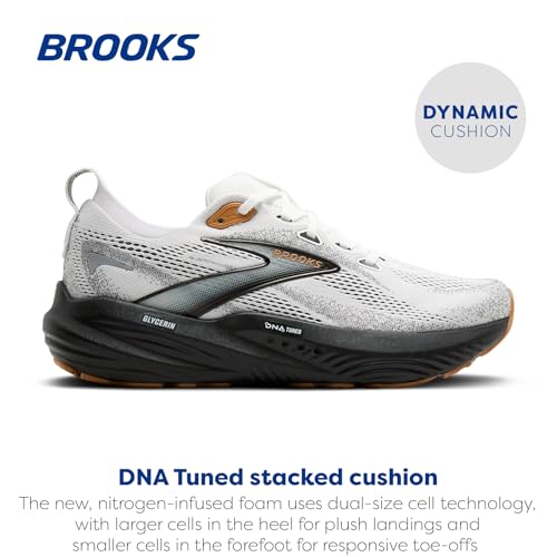 Brooks Men’s Glycerin 22 Neutral Running Shoe - White/Grey/Black - 12.5 Medium
