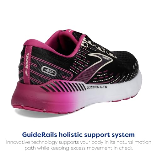 Brooks Women's Glycerin GTS 20 Supportive Running Shoe - Black/Fuchsia/Linen - 7 Medium