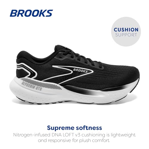 Brooks Men's Glycerin GTS 21 Supportive Running Shoe - Black/Grey/White - 7 Medium