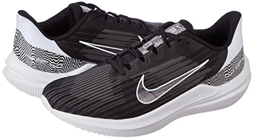 NIKE Women's WMNS Air Winflo 9 PRM Sneaker, Black White, 7 US