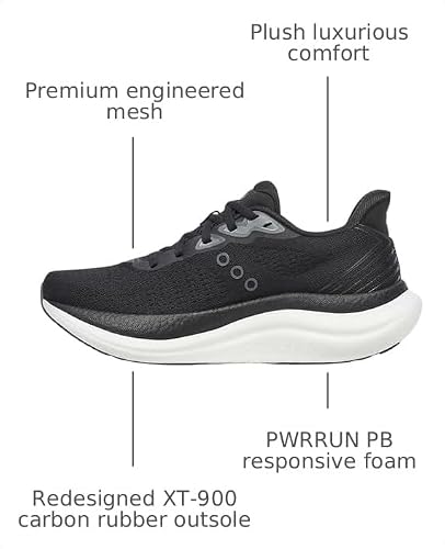 Saucony Women's Triumph 23 Sneaker, Black/White, 9.5