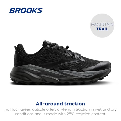 Brooks Men’s Cascadia 19 Mountain Trail Running Shoe - Black/Black/Ebony - 12 Medium