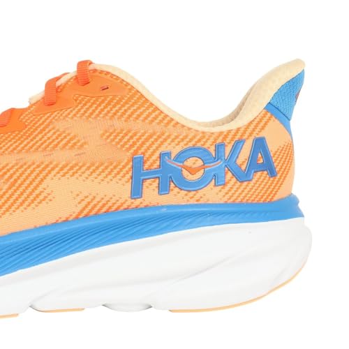 Wide Men's Clifton 9 in Vibrant Orange/Impala by Hoka