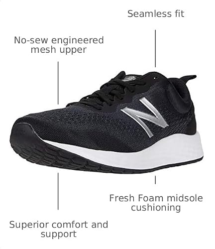 New Balance Men's Fresh Foam Arishi V3 Running Shoe, Black/Orca/Silver Metallic, 11 X-Wide