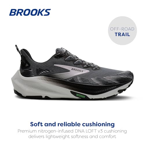 Brooks Women's Ghost Trail, Off-Road Running Shoe for Rugged Terrain - Poppy Seed/Black/Pink - 7.5 Medium