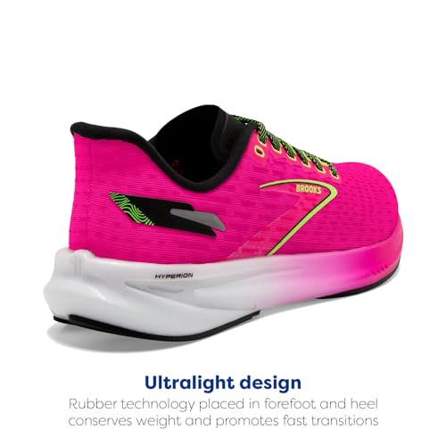 Brooks Women’s Hyperion Neutral Running Shoe - Pink Glo/Green/Black - 6 Medium