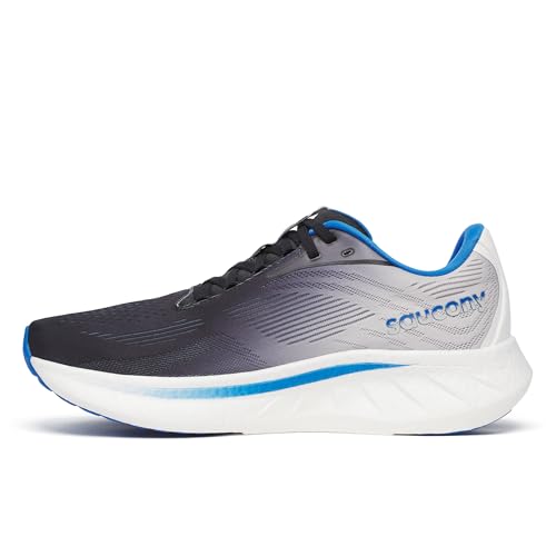 Saucony Men's Ride 18 Sneaker, Black/Skydiver, 9