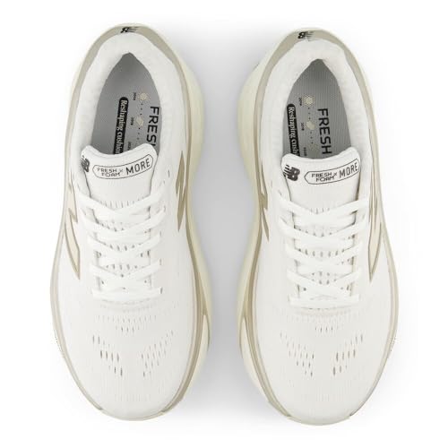New Balance Women's Fresh Foam X More V5 Running Shoe, White/Sea Salt/Light Gold Metallic, 11 Wide