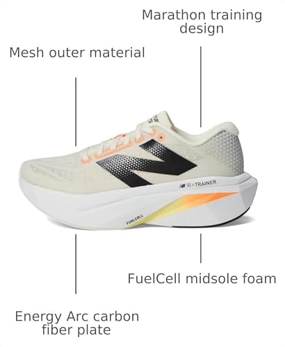 New Balance Women's FuelCell SuperComp Trainer V3 Running Shoe, Angora/Hot Mango/Black, 9 M