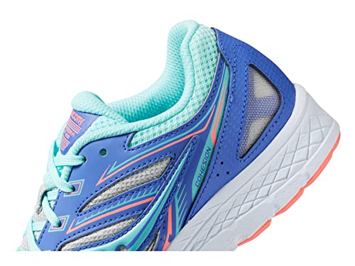 Saucony Cohesion 14 Lace to Toe Running Shoe, Silver/Periwinkle/Turq, 11 US Unisex Big Kid