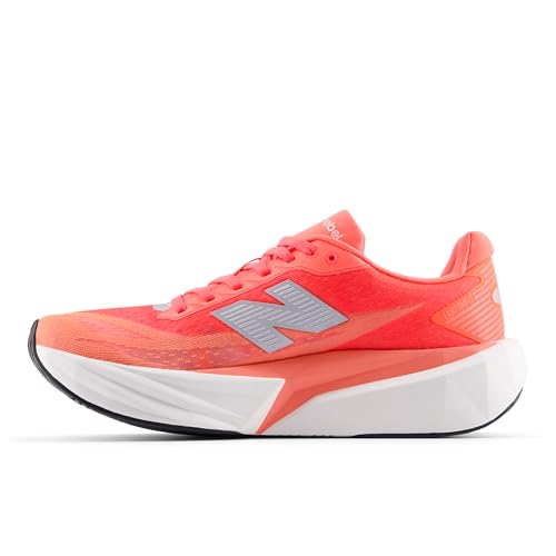 New Balance Women's FuelCell Rebel V5 Running Shoe, Urgent Red/White/Silver Metallic, 7.5 M