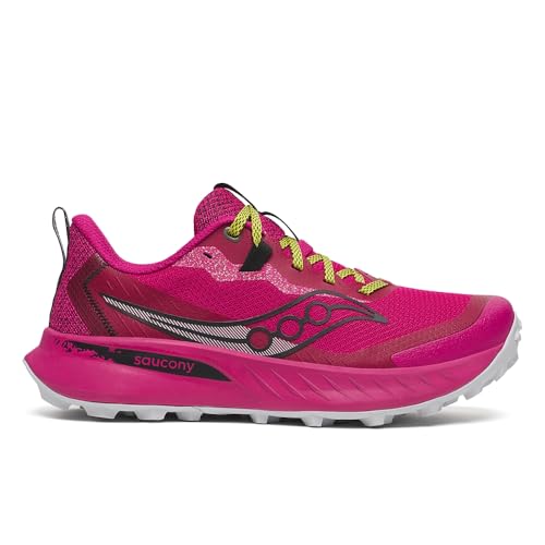 Saucony Women's Peregrine 15 Trail Running Shoe Magenta/Black, Medium, 5