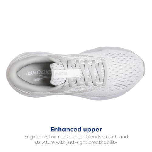 Brooks Women’s Ghost 16 Neutral Running Shoe - White/White/Grey - 10.5 Medium