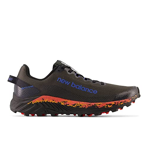 New Balance Men's FuelCell Summit Unknown V4 Trail Running Shoe, Blacktop/Neon Dragonfly, 7 M