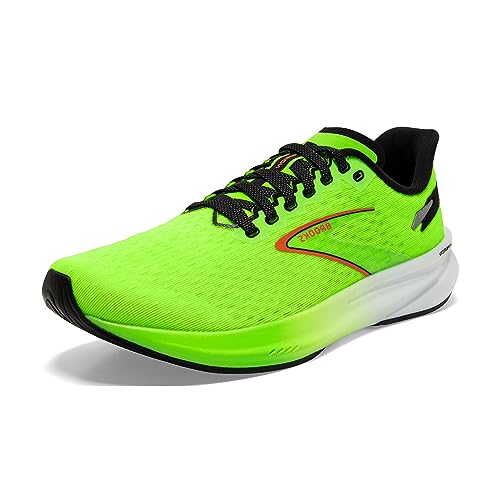 Brooks Men’s Hyperion Neutral Running Shoe - Green Gecko/Red Orange/White - 8.5 Medium