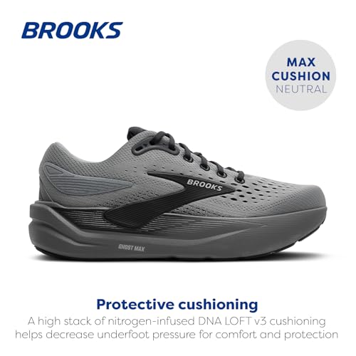 Brooks Men’s Ghost Max 3 Neutral Running & Walking Shoe - Primer Grey/Ebony - 9.5 Medium