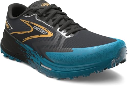 Brooks Men's Catamount 3 Trail Running Shoe - Ebony/Mosaic Blue/Orange - 14 Medium