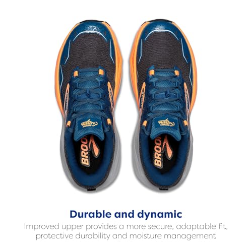 Brooks Men’s Caldera 7 Trail Running Shoe - Ebony/Blue Sapphire/Orange - 8 Medium