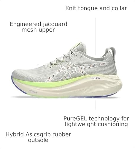ASICS Men's Gel-Nimbus 27 Trail Running Shoes, 10.5, Nature Bathing/Lime Green