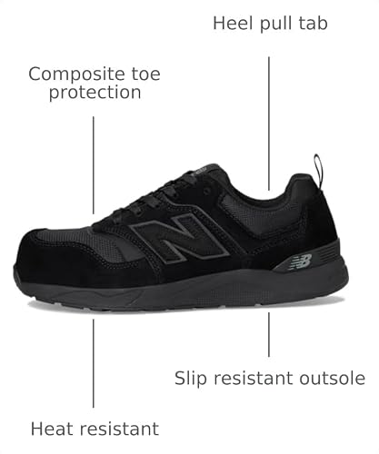 Men's New Balance Elite Lite SD10 Composite Toe Industrial Work Shoes in Black/Black alternate view 3