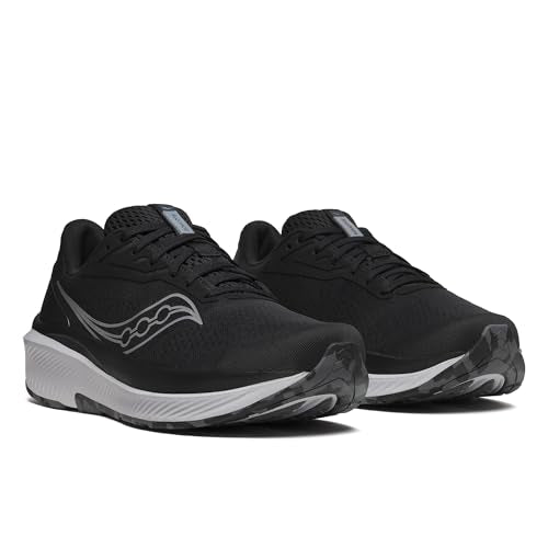 Saucony Men's Echelon 10 Sneaker, Black/Silver, 8.5 Wide
