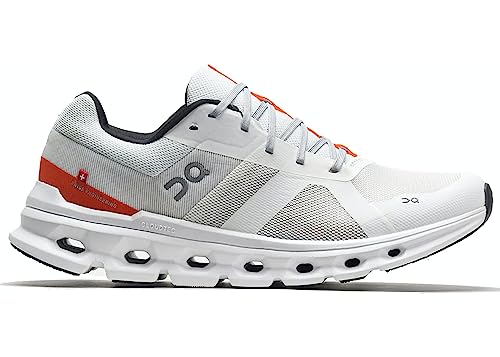 On Men's Cloudrunner Sneakers, Undyed-White/Flame, 8 Medium US