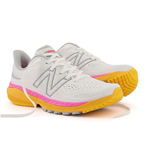 New Balance mens Fresh Foam X 860 V12 Running Shoe, White/Vibrant Orange/Vibrant Pink, 5.5 US