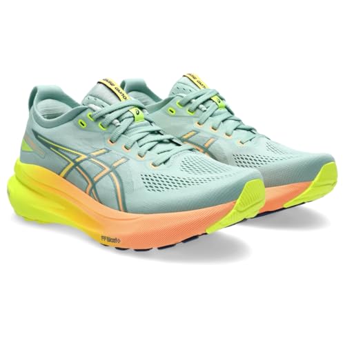 ASICS Women's Gel-Kayano 31 Running Shoes, 5.5, Light Celadon/Safety Yellow