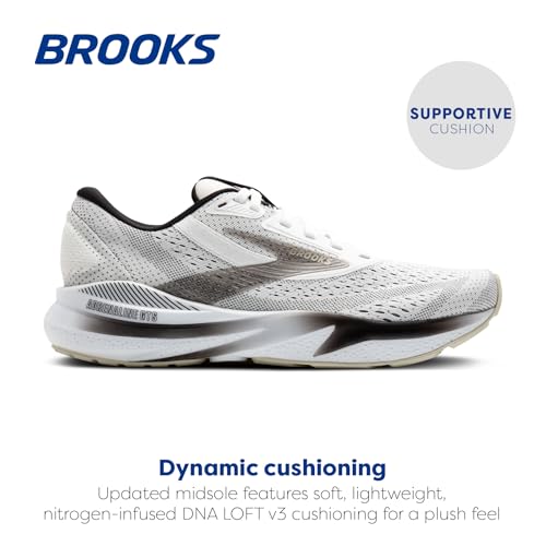 Brooks Men’s Adrenaline GTS 24 Supportive Running Shoe - White/Black/Pelican - 8 Medium