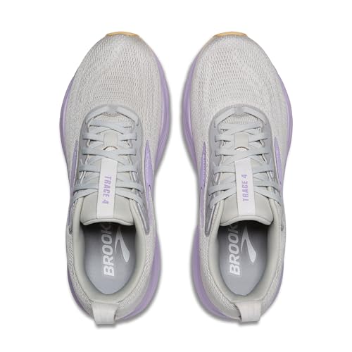 Brooks Women’s Trace 4 Neutral Running Shoe - Oyster/Purple/Sherbert - 9 Medium
