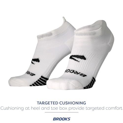 Brooks Ghost Lite No Show Socks, Running Socks with Arch Support, 2-Pack - White - M
