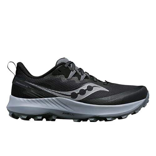 Saucony Women's Peregrine 14 Sneaker, Black/Carbon, 10