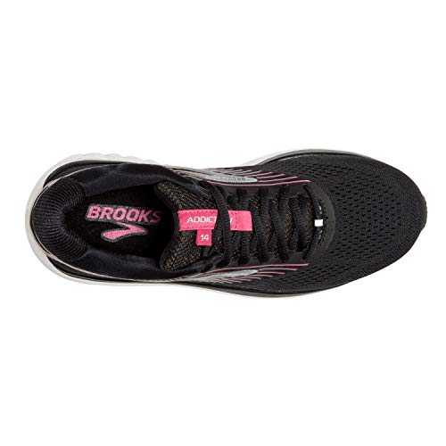 Brooks Women's Addiction 14 Road Running Shoe - Black/Hot Pink/Silver - 5 Wide