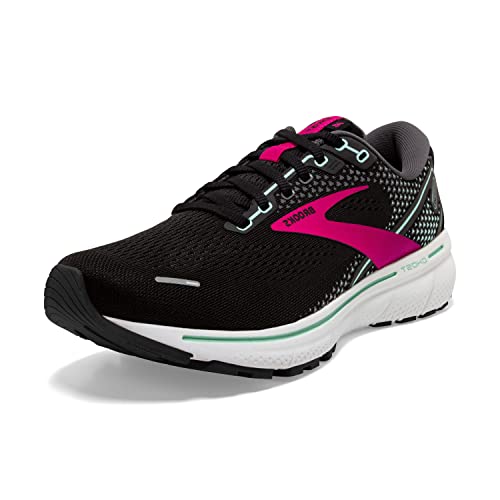Brooks Women's Ghost 14 Neutral Running Shoe - Black/Pink/Yucca - 5 Medium