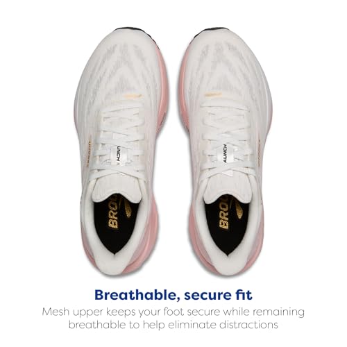 Brooks Women’s Launch 11 Neutral Running Shoe - White/Gold/Pink - 10 Medium