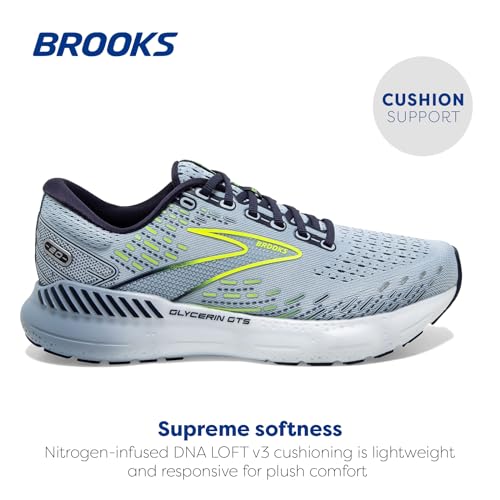 Brooks Women's Glycerin GTS 20 Supportive Running Shoe - Light Blue/Peacoat/Nightlife - 8.5 Medium