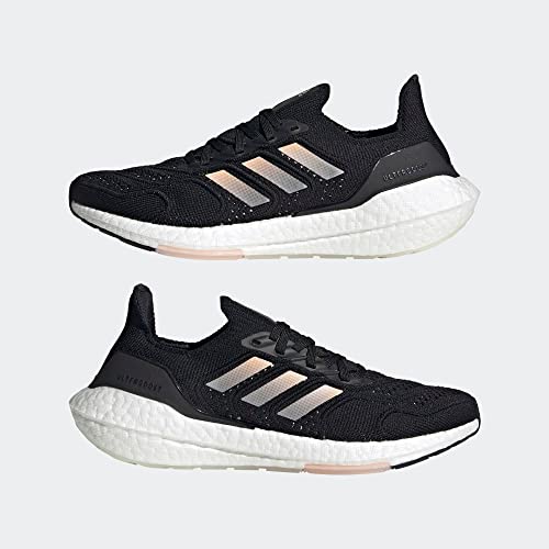 adidas Women's Ultraboost 22, Black/Clear Orange/Crystal White, 8