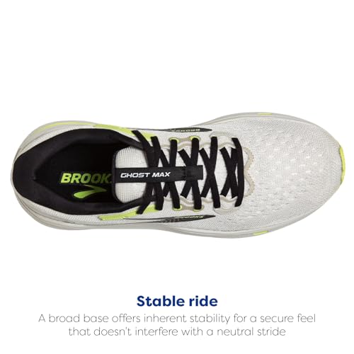 Brooks Men’s Ghost Max Cushion Neutral Running & Walking Shoe - Grey/Black/Sharp Green - 11.5 Medium