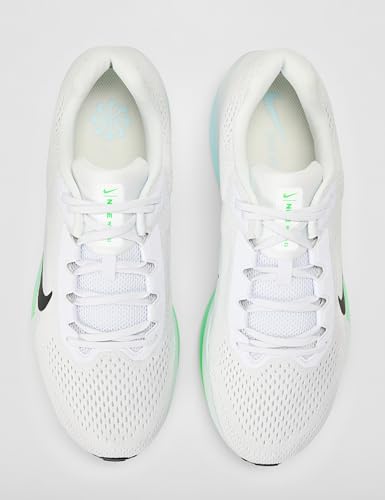 Nike Men's Winflo 11 Road Running Shoes, White/Black-Glacier Blue-Green Strike, 11