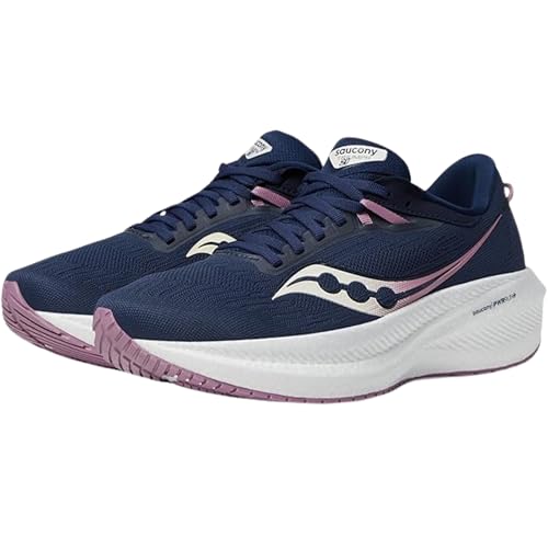 Saucony Women's Triumph 21 Sneaker, Navy/Orchid, 11
