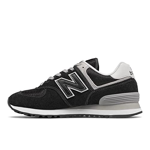 New Balance Women's 574 V2 Evergreen Sneaker, Black/White, 10 Wide