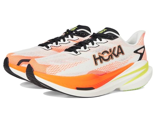 HOKA Mens Mach X 3 White/Neon Tangerine Size 10 US