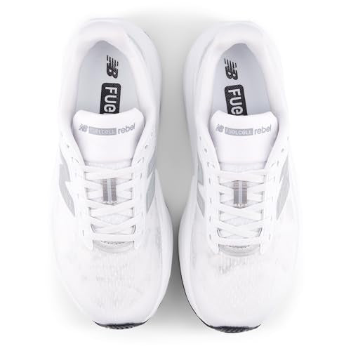 New Balance Women's FuelCell Rebel V5 Running Shoe, White/Silver Metallic/Black, 9 M