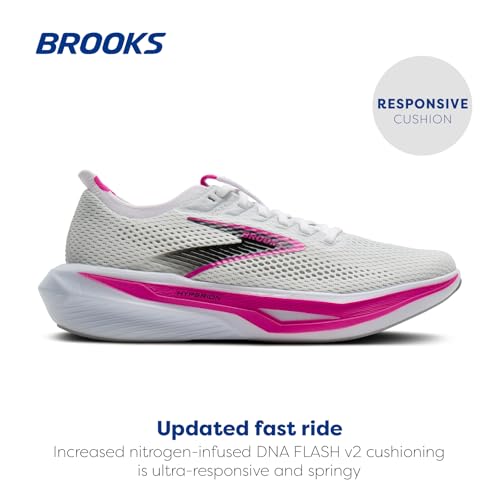 Brooks Women’s Hyperion 3 Neutral Running Shoe - White/Luminary/Cyber Pink - 8.5 Medium