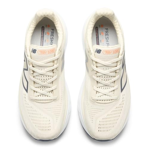 New Balance Men's Fresh Foam X 1080 V14 Running Shoe, Sea Salt/Vintage Indigo/Hot Mango, 10 M