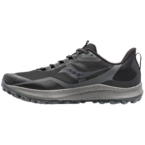 Saucony Women's Peregrine 12 Running Shoe, Black/Charcoal, 7