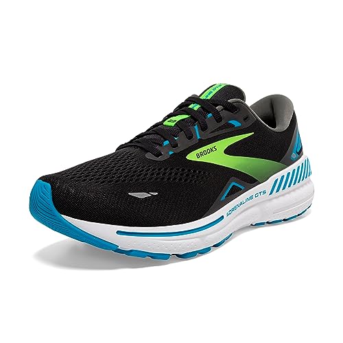 Brooks Men’s Adrenaline GTS 23 Supportive Running Shoe - Black/Hawaiian Ocean/Green - 9 Medium